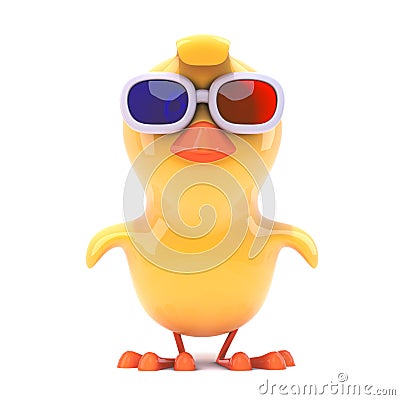 Chick wears 3d glasses Stock Photo