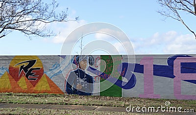 Chickasaw Nation Homeland Mural Raleigh Memphis, TN Editorial Stock Photo