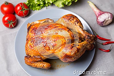 Chicken baked whole. Stock Photo