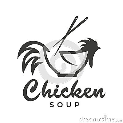 Chicken bowl logo template, suitable for traditional food business, noodles, fast food restaurant, Korean food, Japanese food Vector Illustration