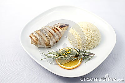 Chicken breast with rice Stock Photo