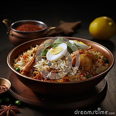 Chicken Briyani with rice, South Indian Food 2 Stock Photo