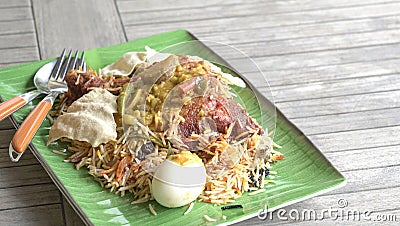 Chicken Briyani rice on table. An Indian cuisine Stock Photo