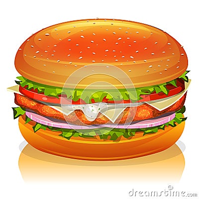 Chicken Burger Icon Vector Illustration