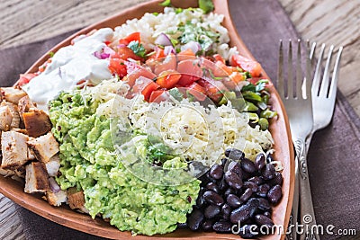 Chicken burrito bowl Stock Photo