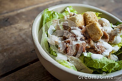 Chicken Caesor Salad bowl Stock Photo