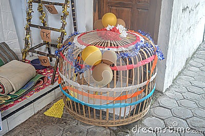 a chicken cage in the tedak siten ritual in east java Stock Photo