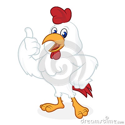 Chicken cartoon giving thumb up and smiling Stock Photo