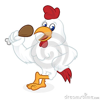 Chicken cartoon leaning and giving thumb up Stock Photo
