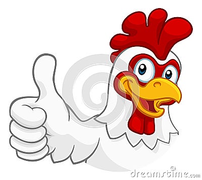 Chicken Cartoon Rooster Cockerel Character Vector Illustration