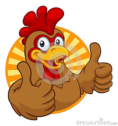 Chicken Cartoon Rooster Cockerel Character Vector Illustration