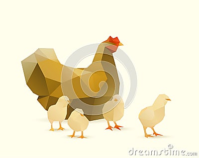 Chicken with chicks Vector Illustration