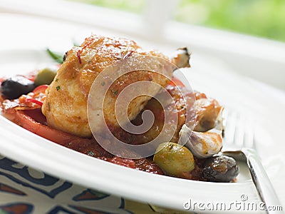 Chicken Chilindron- Pollo al Chilindron Stock Photo