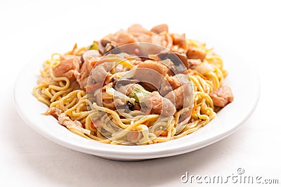chicken chow mien meal Stock Photo