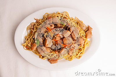 chicken chow mien meal Stock Photo