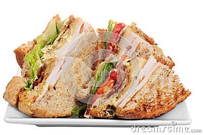 Chicken club sandwich isolated Stock Photo