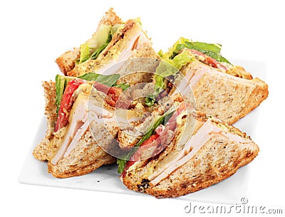 Chicken club sandwich isolated Stock Photo