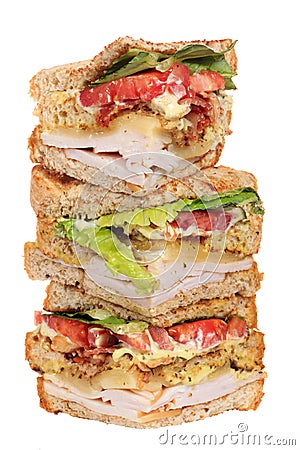 Chicken club sandwich isolated Stock Photo