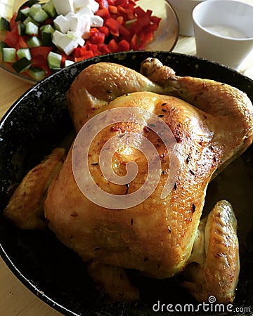 Chicken cooked entirely Stock Photo