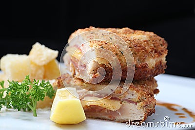 Chicken cordon bleu Stock Photo