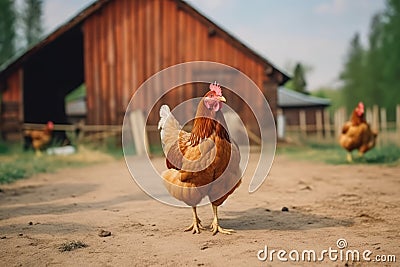 Chicken countryside farm. Generate Ai Stock Photo