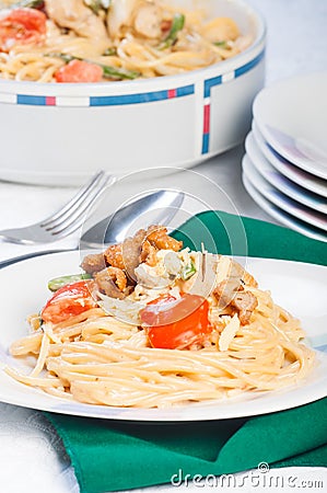 Chicken creamy pasta Stock Photo