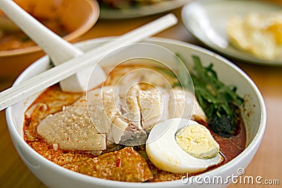 Chicken Curry Noodles Stock Photo