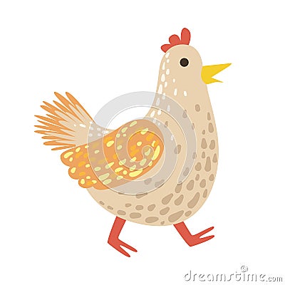 Chicken Cute Toy Animal With Detailed Elements Part Of Fauna Collection Of Childish Vector Stickers Vector Illustration