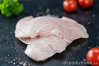 Chicken Cutlet on a slate slab Stock Photo