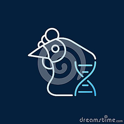 Chicken with DNA vector colorful outline icon Vector Illustration