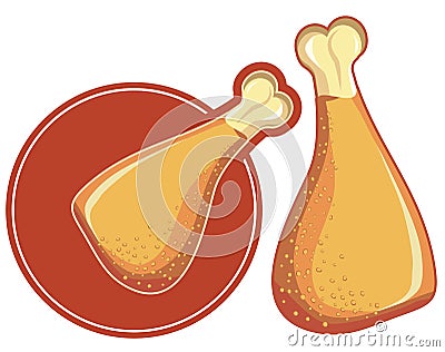 Chicken drumstick.Vector image isolated Vector Illustration