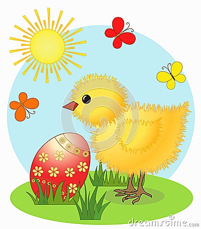 Chicken. Easter card Vector Illustration