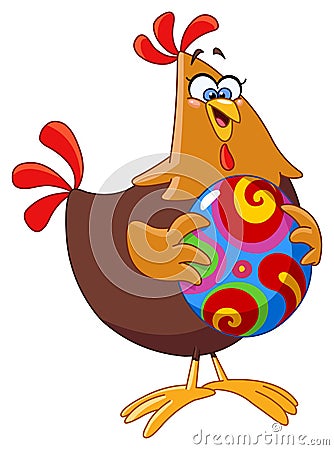 Chicken with easter egg Vector Illustration