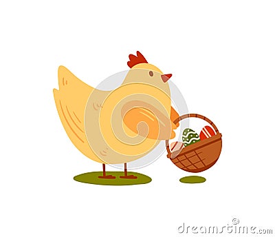 Chicken with easter eggs Vector Illustration