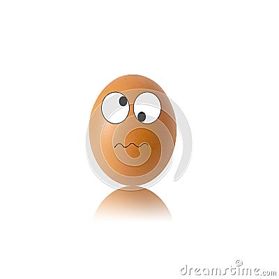 Chicken egg and shadow on white background Stock Photo