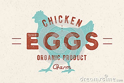 Chicken Eggs. Vintage hand drawn logo Vector Illustration