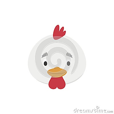 Chicken face in cartoon style for children. Vector Illustration