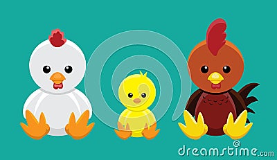 Chicken Family Doll Set Cartoon Vector Illustration Vector Illustration