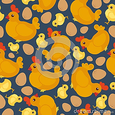 Chicken flat pattern Vector Illustration