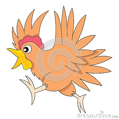 chicken fowl animal is running scared Vector Illustration