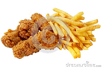 Chicken and French fries Stock Photo