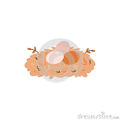 Chicken or goose eggs in the nest, poultry breeding vector isolated illustration, cartoon wild or farm bird's nest Vector Illustration