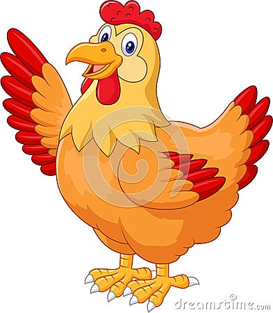 Chicken hen waving hand Vector Illustration