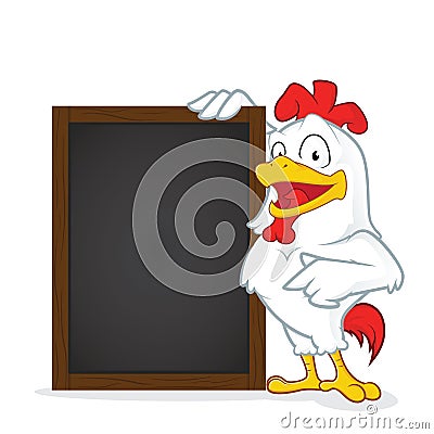 Chicken holding wooden menu board Vector Illustration