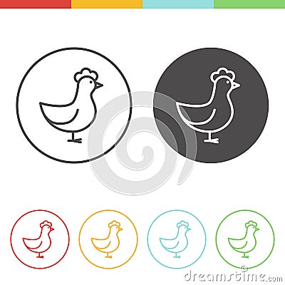 Chicken icons in thin line style Stock Photo