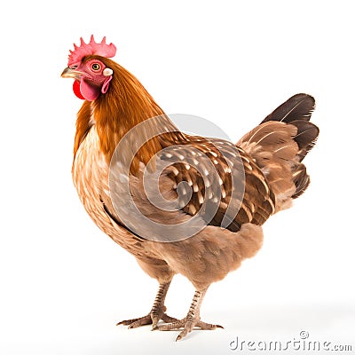 Chicken Isolated on White Background - Studio Photo with Depth of Field Stock Photo