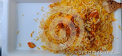 Chicken Kabsa - Homemade Arabian biryani overhead view Stock Photo