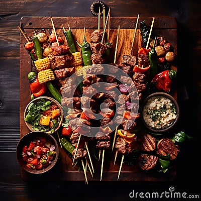 chicken kebabkebab with vegetables Stock Photo