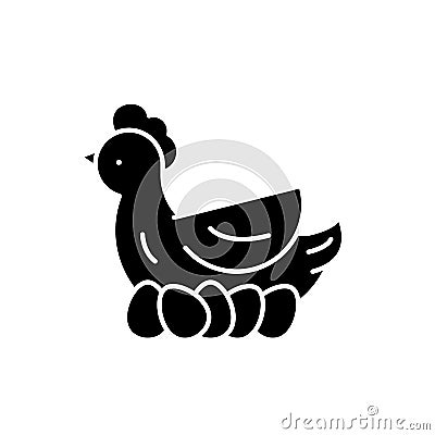 Chicken layer black icon, vector sign on isolated background. Chicken layer concept symbol, illustration Vector Illustration