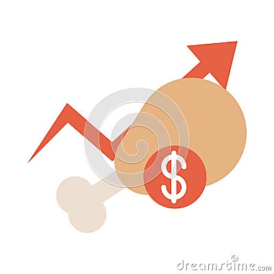 Chicken leg money increase arrow market, rising food prices, flat style icon Vector Illustration